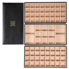 Glenor Co Earring Organizer Tray - 3 Large Stackable Trays with Lid -77 Slot Classic Jewelry Storage Display Case for Drawer or Dresser - Holder for Earring Ring Necklace or Cufflinks