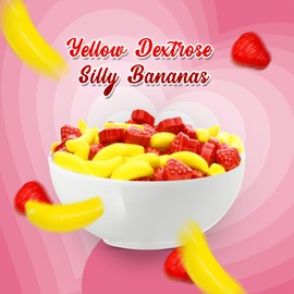 NY Spice Shop Silly Bananas and Strawberries - 1 Pound Gummy Chewy Fruit Flavored Banana Shaped Candy Bulk - Playful Snacks Banana Bites for Kids and Adults