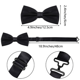 Bow Tie Classic Solid Color Satin Bow Tie Adjustable Neck Bowtie for Men Wedding Party (1, Black)