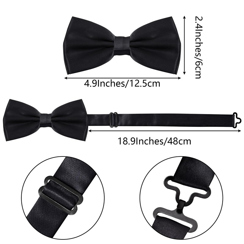 Bow Tie Classic Solid Color Satin Bow Tie Adjustable Neck