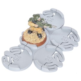 Miniature Mods - Movement Trays - 4 pack - round bases - 5 models in staggered formation - storage, transport, and organisation - Grey (25mm)