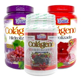 Colágeno Hidrolizado 3 Botes Sabores Surtidos De 1.1 Kg Ypen Sabor Uva Jamaica Frutos