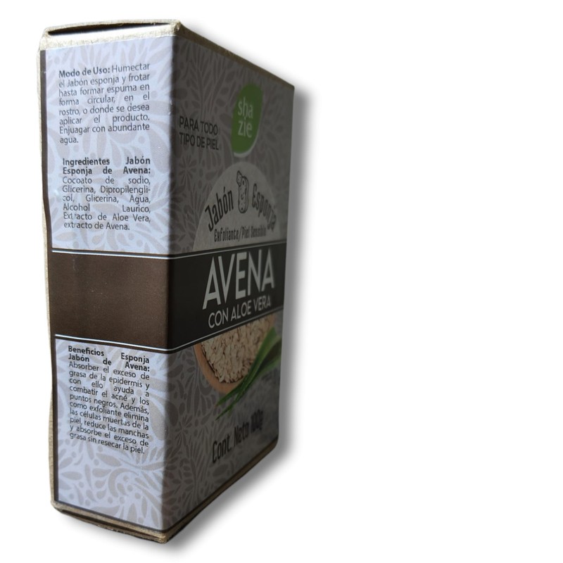 Jabón Natural de Avena y Aloe Vera -Sábila- con Esponja,