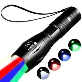 YZYOE Red Flashlight Rechargeable，Green Light Flashlight，Blue Light flashlights，Blood Lights for Observation, 4 in 1 White Lights and Red lamp and Blue Lamp and Green Lamps ，4 Modes.