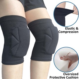 Men & Women Knee Pads for Wrestling - Breathable Knee Compression Sleeve for Exercise, Soccer, Paintball, Gym, Flooring, Gardening and Workout - Comfortable Fit Knee Protector for Worker, Black L