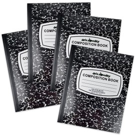 4E's Novelty College Ruled Composition Notebooks 4 Pack - Hard Cover 100 Sheets 9.75" x 7.5" for Notetaking, Black Marble Bulk Compositon Book, Back to School Supplies For Students Boys Girls & College by 4E’s Novelty