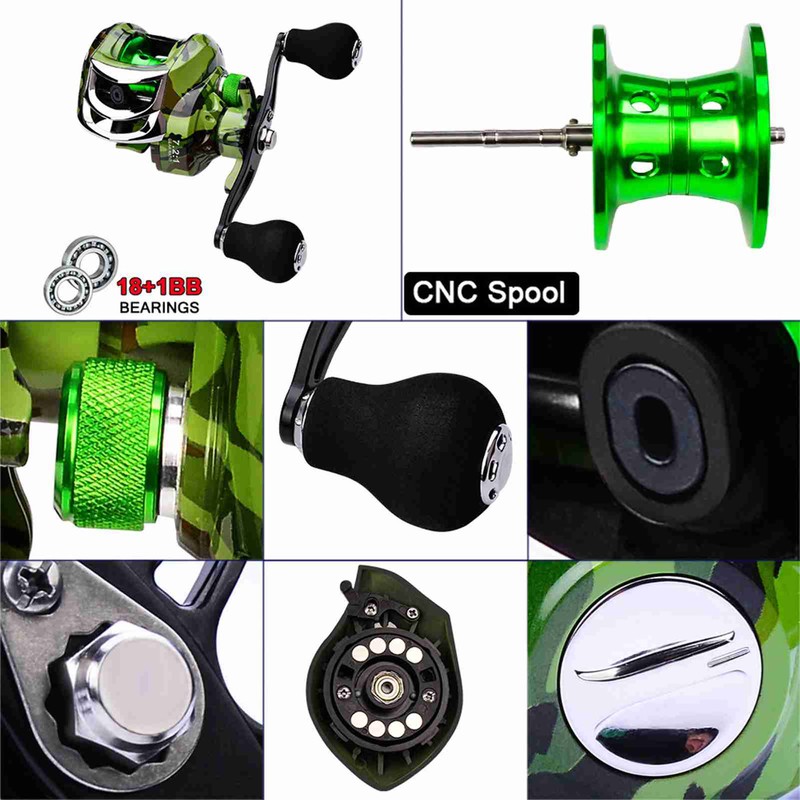 Left Hand Baitcasting Reel 18+1 BB Bearings Portable Fishing Reel