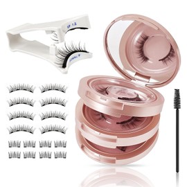 4 Pairs of Magnetic Eyelashes with Pliers Magnetic Eyelashes without Eyeliner Magnetic Eyelashes Natural Look 3D Artificial Eyelashes Magnetic Reusable Magnetic Eyelashes without Glue Easy to Use