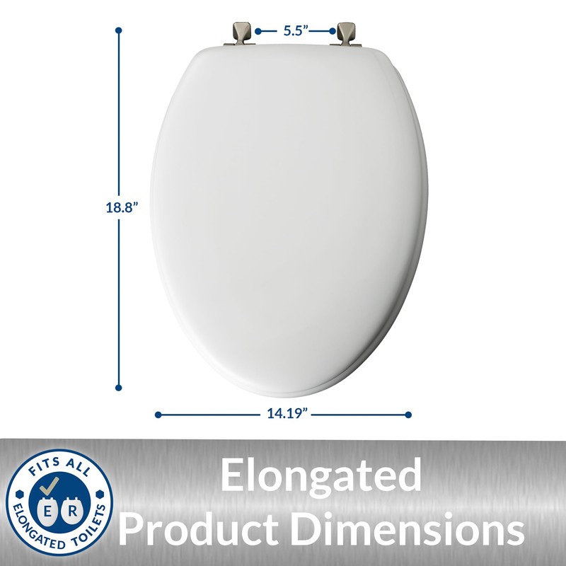 MAYFAIR 1844BNA 000 Toilet Seat with Brushed Nickel Hinges will