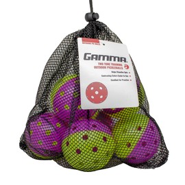 GAMMA Two Tone Training Pickleball Balls, High Visibility Outdoor Pickleballs, Ideal for All Levels of Play, Green/Purple 12 Bag