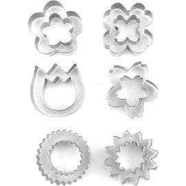 yufana 12-teiliges Ausstechformen-Set aus Edelstahl, Mini-Ausstechformen, Gebäckform, Mini-Ausstechformen-Set, kleine Keksform, Herz, Stern, Blume, verschiedene geometrische Formen