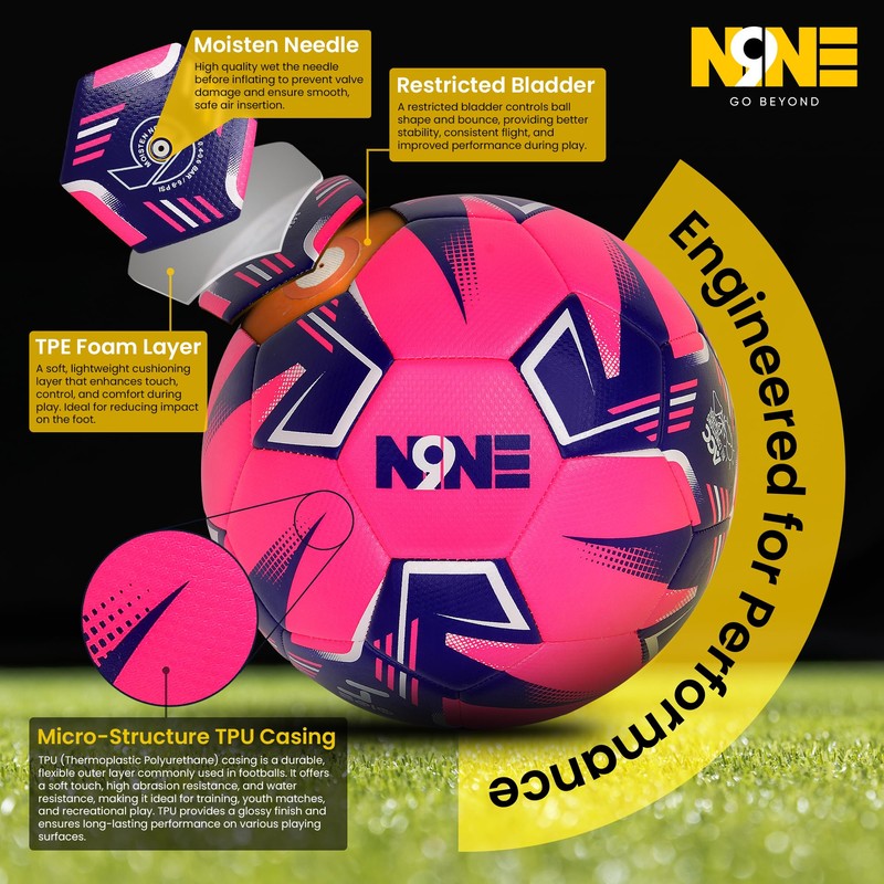 NINE Premium Quality Footballs Striker - Size 3, 4, 5