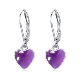 Amethyst Dangle Earrings 925 Sterling Silver Women Hoop Earrings Hypoallergenic Amethyst Minimalism Earrings Jewelry