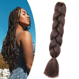 Gairyan Jumbo Braids Extension Synthetic Hair for Braiding, 1 Piece Braiding Hair Extensions, 60 cm, Ombre Synthetic Hair Braids, Afro Hair for Box Braids/Crochet Braids (Medium Brown)