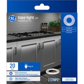 GE Lighting LED Tape Light Plug-In Strip Light, Cool White, 20 Foot