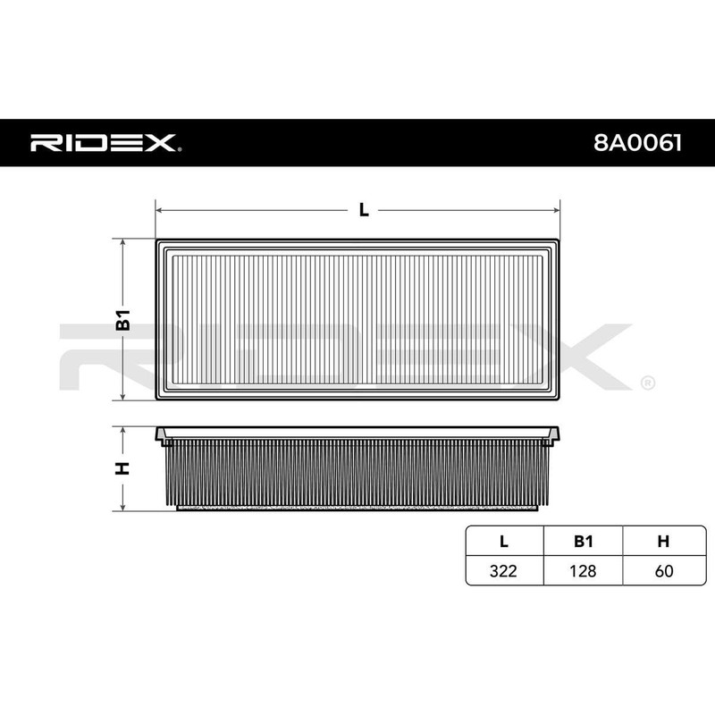 RIDEX 8A0061 Engine Air Filter || Air Filter Insert, Car