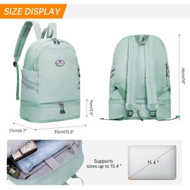 HUA ANGEL Travel Backpack for Women Foldable Outdoor Sports Gym Backpack with Shoe Compartment Wet Pocket Waterproof Casual Daypack Waterproof Anti Theft for Fitness Yoga Dancing