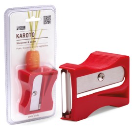 Karoto Carrot Sharpener | Vegetable Peeler | Veggie Peeler & Cucumber Peeler | Fun Kitchen Gadgets | from a Series of Unique Peelers for Kitchen | Fun Kitchen Stuff | by Monkey Business (Red)