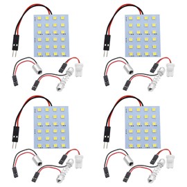 YnGia 4PCS 24-SMD Panel Dome Light, White 6000K Auto Car Interior Reading Light License Plate Roof Ceiling Light 12V With BA9S T10 Festoon Adapters
