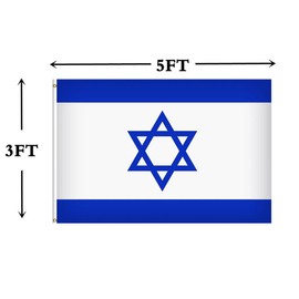 ANCONINE Israel Flag 3x5 FT,Israeli National Flags with 2 Brass Grommets,Sturdy Double Stitched and Premium Polyester. (3x5)