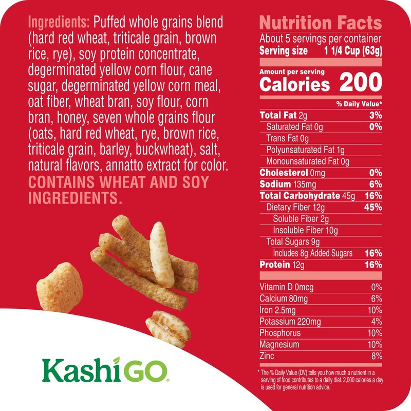 Kashi GO Protein Cereal, 12g Protein, 12g Fiber, Original, 12.3oz