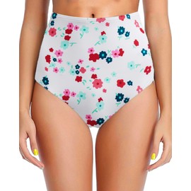 Dipinon Women's Floral High Waisted Bikini Bottom Full Coverage Bathing Suit Swim Bottoms Tummy Control Swimsuit Shorts 4XL
