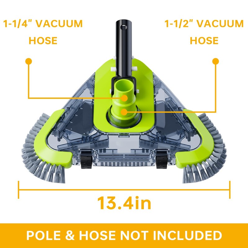 Upgrade Pool Vacuum Head with Wheels & Side Brushes, Universal