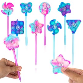 ArtCreativity 3 in 1 Windmill Popper Pens for Kids - Set of 8 - Pens, Pop It Fidget Toys, and Fidget Spinners Combined - Fidget Party Favors, Pinata Fillers, Goodie Bag Stuffers for Ages 3 and Up