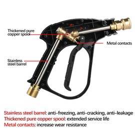 CHAVOR High Pressure Washer Short Gun, Power Washer Gun Kit, 5 Spray Nozzles and M22-14 Brass Inlet, 3000 PSI