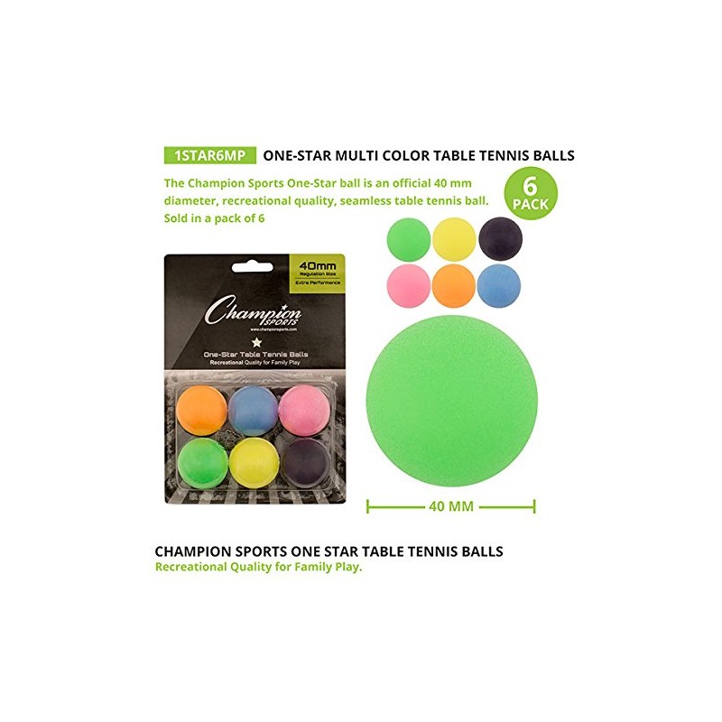 Champion Sports 1 Star Table Tennis Ball Pack – Solid
