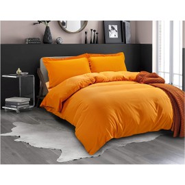 Elegant Comfort Luxury 2-Piece Duvet Cover Set - 1500 Premium Hotel Quality Microfiber Hotel Collection - Comforter Cover with Button Closure and 1 Pillow Sham, Twin/Twin XL, Joyful Orange