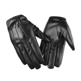 Long Keeper Touchscreen Texting Leather Gloves Men's Winter Faux Leather Gloves Men Warm Thick Windproof Cold Protection Thermal Mittens, Black - Unlined