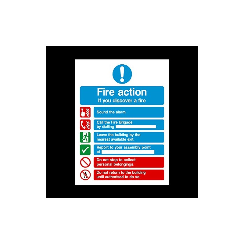 Fire Action Sign - (A5) 150mm x 210mm - Plastic