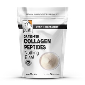 It's Just! - Péptidos de colágeno alimentados con pasto, tipo I y III para piel, cabello, uñas y articulaciones, 20 oz, sin azúcar, sin sabor, proteína pura en polvo, hidrolizada, se disuelve rápida