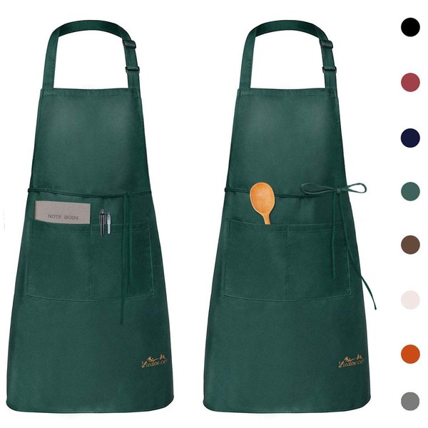 Viedouce 2-Pack of Waterproof Cooking Aprons with Pockets, Adjustable Kitchen and BBQ Aprons