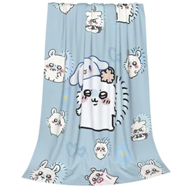 Chiikawa Blanket, Flannel Soft Fluffy Blanket, Single, Dust Mite Resistant, Antibacterial, Odor Resistant, Lightweight Throw Blanket, Stylish, Large, Washable, Cooling Protection, Cold Protection,