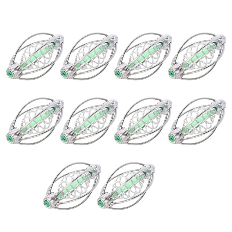 10PCS Stainless Steel Spring Fishing Feeder Bait Cage Holder Tackle