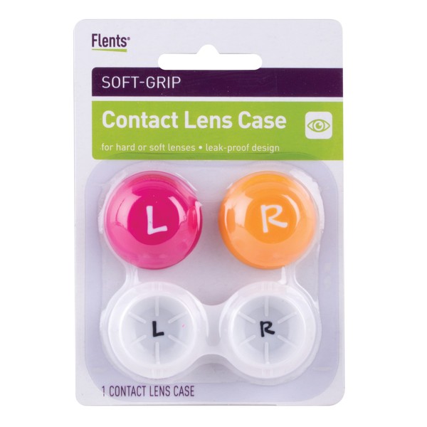 Flents Contact Lens Case, Soft Grip, 1 Count (Pack of 6), Colors May Vary