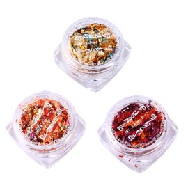 IWOWHERO Metallic Flakes Manicure Accessory Gold Foil Ornaments Nail Charms Set Perfect for Nail Art Practice