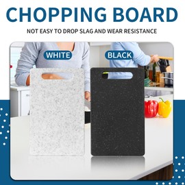 ZROSDSGY 2 Pcs mini plastic cutting boards for the kitchen, in granite color, are suitable for food preparation, fruit and vegetable cutting.They feature an easy-to-hold design （6" x 10"，White+Black)