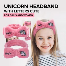 Unicorn Headband - with Letters Cute and Wide for Women and Girls - OMG Turban Elastic Fleece Makeup Gift Idea - Women and Children