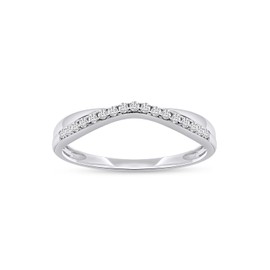 Wishrocks 1/10 Carat Round Cut White Natural Diamond Twist Contour Enhancer Guard Band Ring Jewelry for Women in 14K White Gold Over Sterling Silver (0.10 Cttw, Color- I-J, Clarity- I2-I3) Size-11