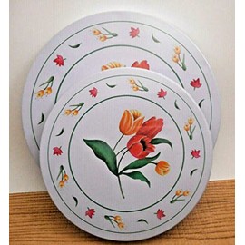 4 Piece Tulips Flowers Hot Pink White Electric STOVE RANGE BURNER COVERS Round, colorsize