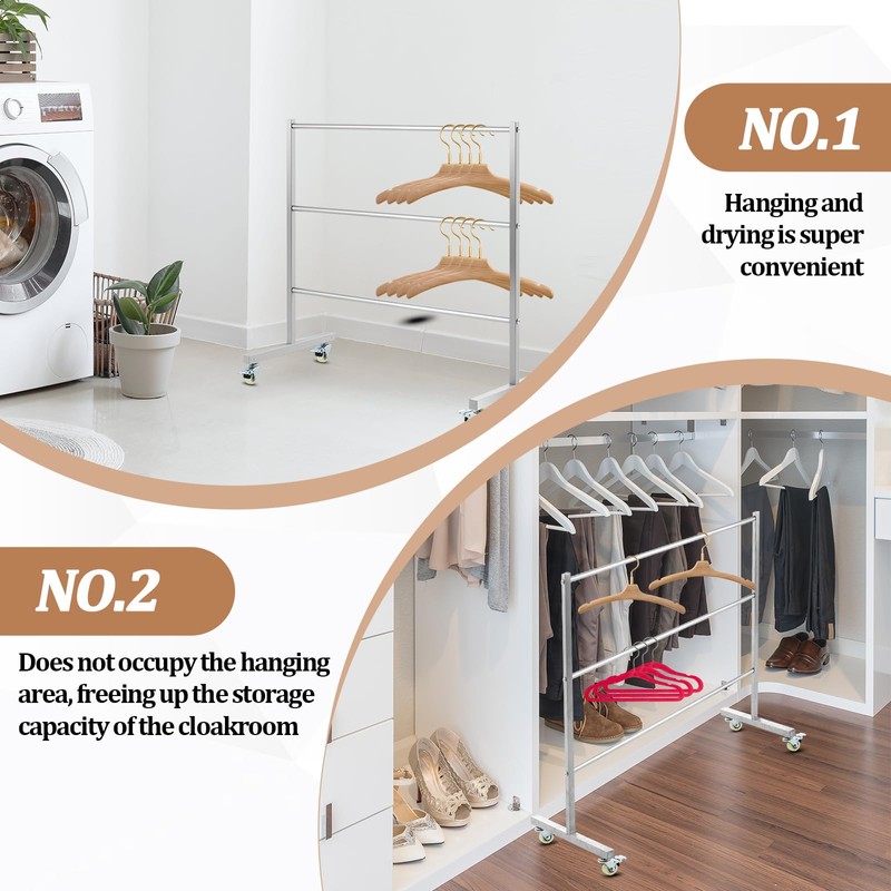 DoubleFill 3 Tier Universal Clothing Hanger Storage Rack Stainless Steel