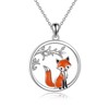 YAFEINI Fox Necklace Sterling Silver Fox Pendant Necklace Cute Fox