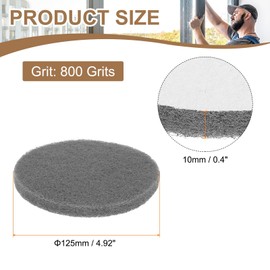 sourcing map 16pcs Scrubber Scouring Pads 800 Grits 5 Inch Drill Power Brush Hoop and Loop Surface Conditioning Disc Drill Scuffing Disc Scrub Pads for Home Kitchen Cleaning, Gray