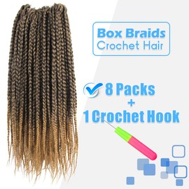BOHOBABE Box Braids Crochet Hair 12 Inch 8 Packs Prelooped, Short Ombre Honey Blonde Crochet Box Braiding Hair (T27)