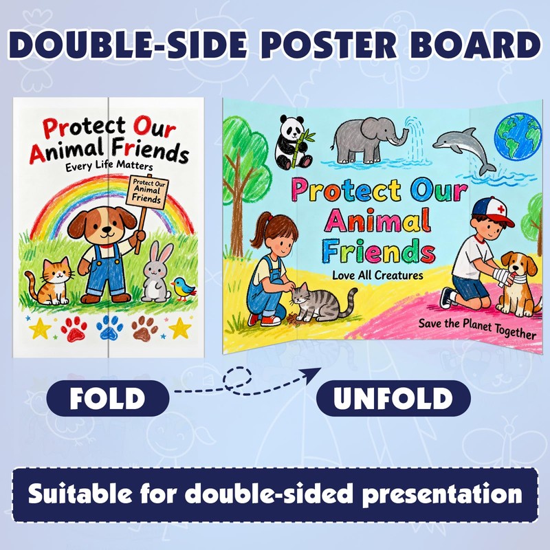 3 Pack Trifold Poster Board, 16in x 24in Corrugated Project