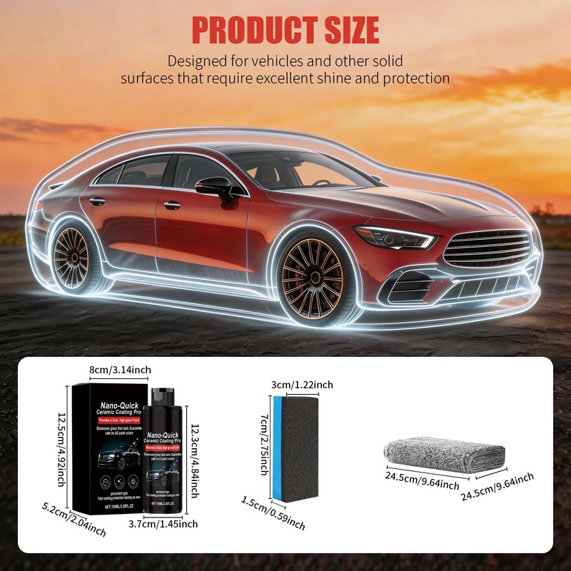 2PCS Nano-Quick Ceramic Coating Pro, Revolutionary Nano Spray for Car