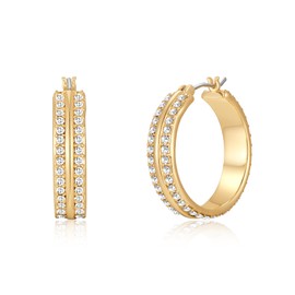 LILIE&WHITE Earrings for Women Gold Plated Hoop Earrings for Women with Sparkling CZ Stones, Hypoallergenic and Tarnish-Resistant, Elegant Everyday Jewellery